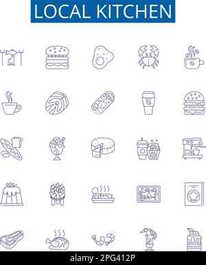 Local kitchen line icons signs set. Design collection of Cooking ...