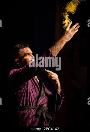 Troy Hawke, The Greeter's Guild, Stand Up Comedian, Sigmund Troy'd UK Tour, Southend-on-Sea, Essex © Clarissa Debenham / Alamy Stock Photo