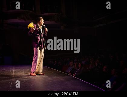 Troy Hawke, The Greeter's Guild, Stand Up Comedian, Sigmund Troy'd UK Tour, Southend-on-Sea, Essex © Clarissa Debenham / Alamy Stock Photo