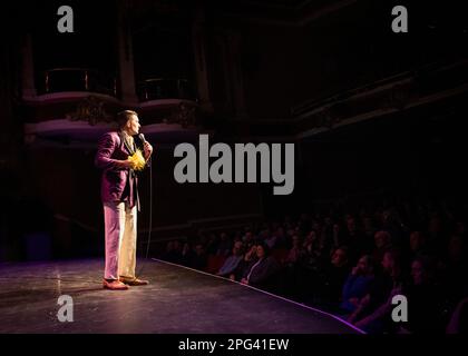 Troy Hawke, The Greeter's Guild, Stand Up Comedian, Sigmund Troy'd UK Tour, Southend-on-Sea, Essex © Clarissa Debenham / Alamy Stock Photo