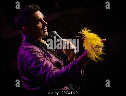 Troy Hawke, The Greeter's Guild, Stand Up Comedian, Sigmund Troy'd UK Tour, Southend-on-Sea, Essex © Clarissa Debenham / Alamy Stock Photo