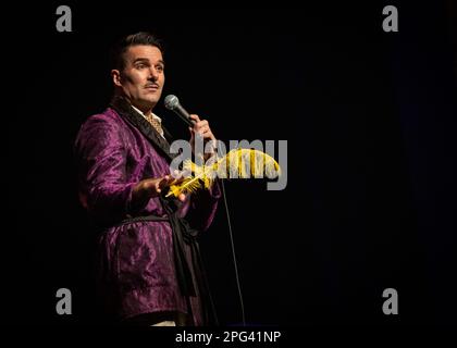 Troy Hawke, The Greeter's Guild, Stand Up Comedian, Sigmund Troy'd UK Tour, Southend-on-Sea, Essex © Clarissa Debenham / Alamy Stock Photo