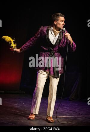 Troy Hawke, The Greeter's Guild, Stand Up Comedian, Sigmund Troy'd UK Tour, Southend-on-Sea, Essex © Clarissa Debenham / Alamy Stock Photo