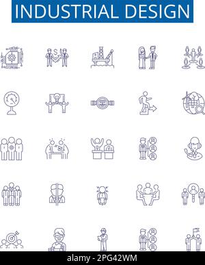 Industrial layout line icons collection. Machinery, Assembly ...