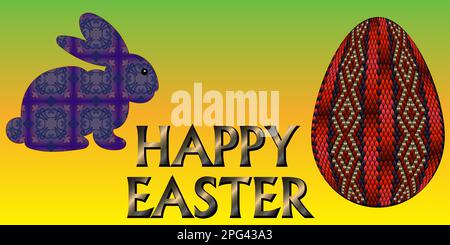Happy Easter greeting holiday background. Decorative egg as a symbol of the spring holiday. Graphic abstract design in minimal style. Stock Vector