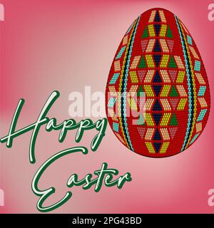Happy Easter greeting holiday background. Decorative egg as a symbol of the spring holiday. Graphic abstract design in minimal style. Stock Vector
