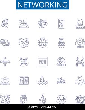 Telecommunications line icons collection. Connectivity, Fibre ...