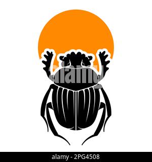 Egyptian sacred Scarab, symbol of the god Khepri, ancient egyptian bug, vector Stock Vector