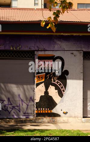 Old streets around Providencia neighborhoods, Santiago de Chile, during summer 2023 Stock Photo