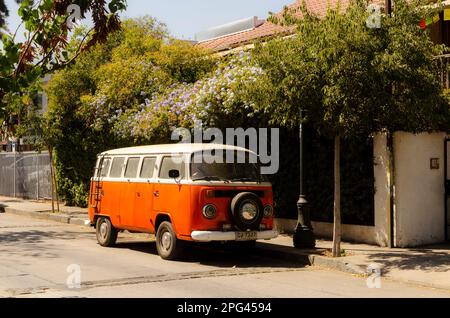 Old streets around Providencia neighborhoods, Santiago de Chile, during summer 2023 Stock Photo