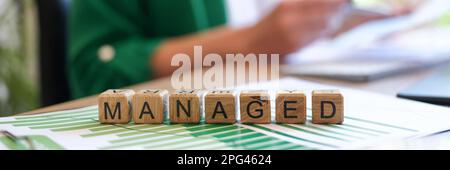 Manager studies business process and successful rules of business Stock Photo
