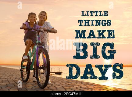 Little Things Make Big Days. Motivational quote reminding that moments of joy building up happy life or small things every day make big result. Text a Stock Photo