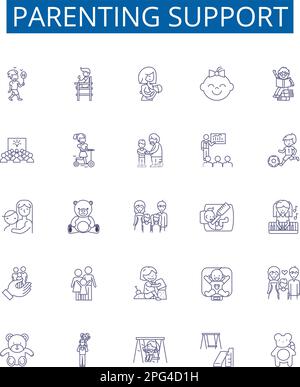 Supporting line icons collection. Encouraging, Nurturing, Assisting ...