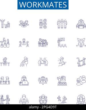 Co-workers line icons collection. Teamwork, Collaboration, Supportive ...