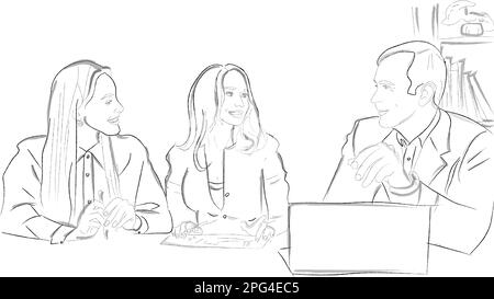 Team working on a project in the office. Vector illustration Stock Vector