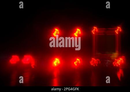 Night traffic on A7 Highway, Rhone Valley, France Stock Photo