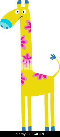 Funny Scandinavian Baby Giraffe Isolated Clip Art Stock Vector