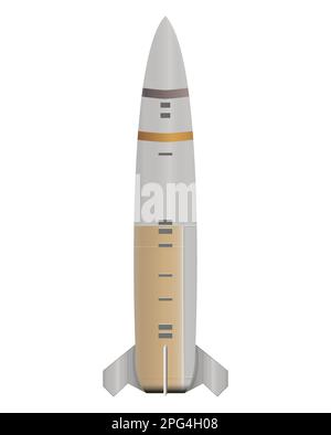 ATACMS in realistic style. Ballistic missile. Military rocket. Colorful vector illustration on white background. Stock Vector