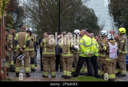 20 March 2023 East Sussex fire and rescue services training at a high rise tower block in Eastbourne East Sussex. Stock Photo