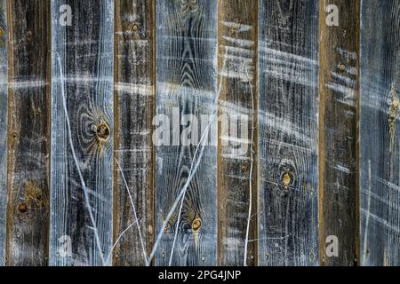 Old wooden wall with scratch traces Stock Photo