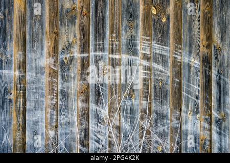 Old wooden wall with scratch traces Stock Photo