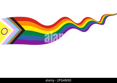 Wide Waving Pride flag. Rainbow LGBT symbol icon. Flat vector ...