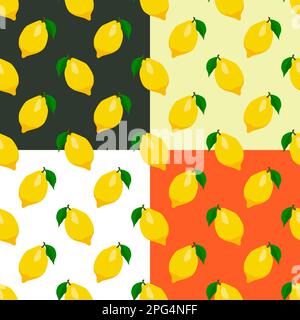 Set of lemons seamless patterns Stock Vector