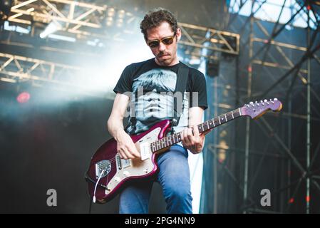 TODAYS Festival, TURIN, ITALY: Ricky Maymi, of the American psychedelic rock band called “The The Brian Jonestown Massacre” (BJM) performing live on stage at the Todays Festival held in Torino. Stock Photo