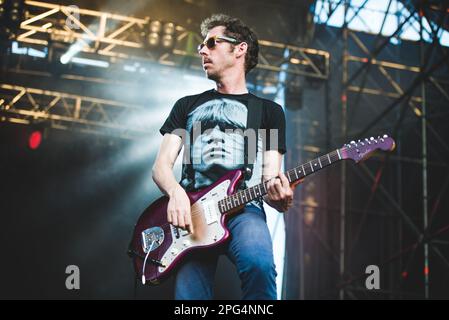 TODAYS Festival, TURIN, ITALY: Ricky Maymi, of the American psychedelic rock band called “The The Brian Jonestown Massacre” (BJM) performing live on stage at the Todays Festival held in Torino. Stock Photo