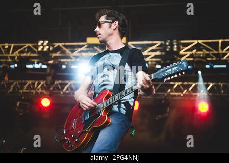 TODAYS Festival, TURIN, ITALY: Ricky Maymi, of the American psychedelic rock band called “The The Brian Jonestown Massacre” (BJM) performing live on stage at the Todays Festival held in Torino. Stock Photo