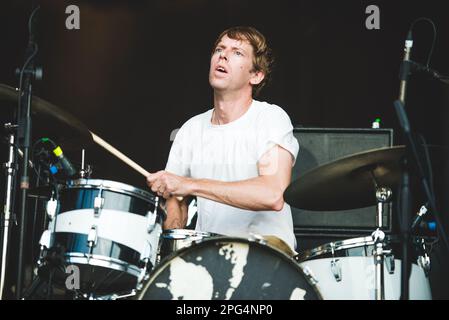 TODAYS Festival, TURIN, ITALY: Dan Allaire, of the American psychedelic rock band called “The The Brian Jonestown Massacre” (BJM) performing live on stage at the Todays Festival held in Torino. Stock Photo