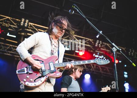 TODAYS Festival, TURIN, ITALY: Anton Newcombe, founder of the American psychedelic rock band called “The The Brian Jonestown Massacre” (BJM) performing live on stage at the Todays Festival held in Torino. Stock Photo