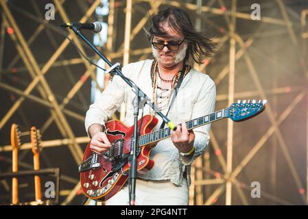 TODAYS Festival, TURIN, ITALY: Anton Newcombe, founder of the American psychedelic rock band called “The The Brian Jonestown Massacre” (BJM) performing live on stage at the Todays Festival held in Torino. Stock Photo