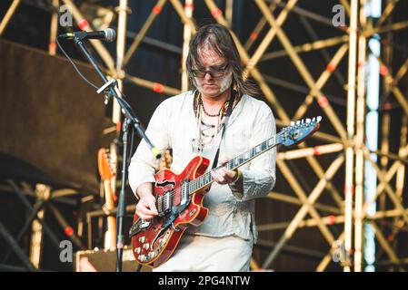 TODAYS Festival, TURIN, ITALY: Anton Newcombe, founder of the American psychedelic rock band called “The The Brian Jonestown Massacre” (BJM) performing live on stage at the Todays Festival held in Torino. Stock Photo