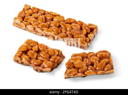 Traditional peanut brittle isolated on white with clipping path included Stock Photo