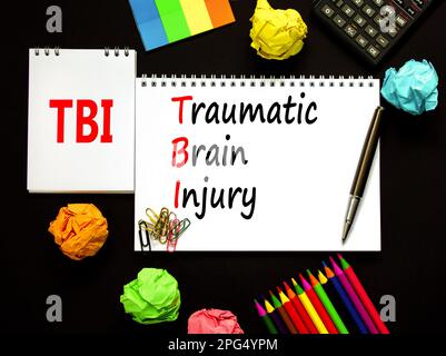 TBI traumatic brain injury symbol. Concept words TBI traumatic brain