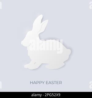 Happy Easter banner with bunny in minimalistic style. Stock Vector