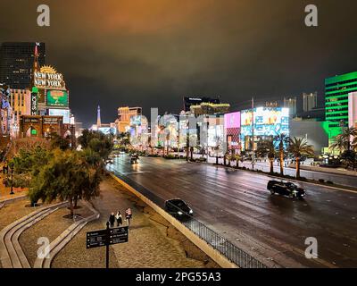 Las Vegas, Nevada - March 14, 2023 - Las Vegas Boulevard - The Strip at Night Stock Photo