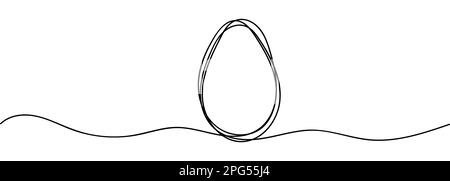 Continuous one line drawing of egg. Vector illustration design element for Easter holidays Stock Vector