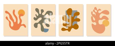 Matisse abstract posters set. Contemporary minimalist organic shapes. Vector illustration Stock Vector