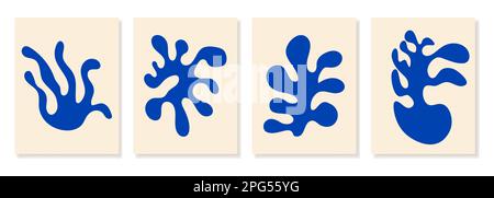 Set of matisse abstract posters. Contemporary minimalist organic shapes. Vector illustration Stock Vector