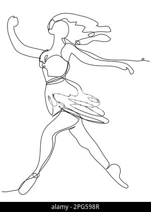 The girl dances in one line on a white background.  Stock Vector