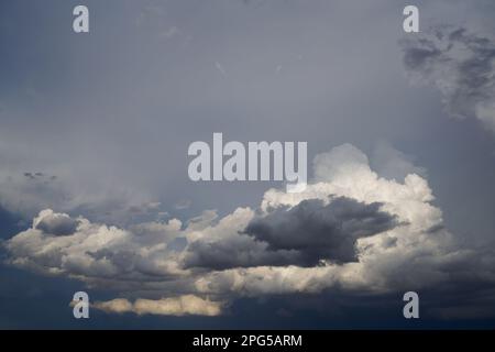 Late afternoon thunderstorm developing approximately 50 kilometres from camera positioin. Isolated heavy rainfall resulted from this storm. Stock Photo