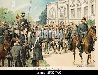 Last parade of Emperor Friedrich III, Frederick III in 1888, history of the Hohenzollern, Prussia, German Reich, historical illustration 1899 Stock Photo