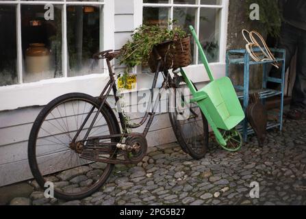 Vintage dutch bike with flowers Stock Photo