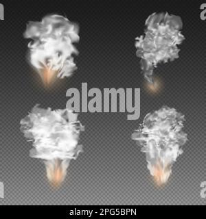 Explosions with smoke on transparent background Stock Vector