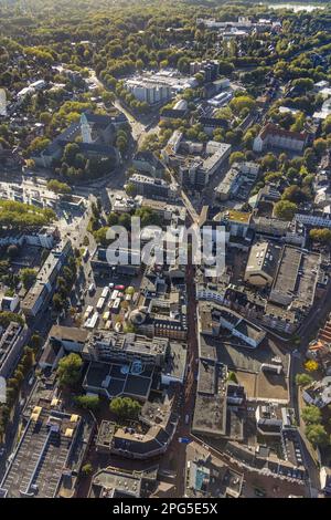 Aerial view, high street pedestrian zone City Buer-Mitte with market hall, Springemarkt and weekly market as well as city hall Buer in the district Bu Stock Photo