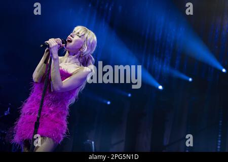 BRIGHTON, ENGLAND: Carly Rae Jepsen performs on stage at the Brighton Dome. Featuring: Carly Rae Jepsen Where: Brighton, United Kingdom When: 13 Feb 2023 Credit: Neil Lupin/WENN Stock Photo