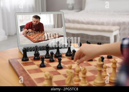 Woman Playing Chess with a Friend in Video Chat Stock Image - Image of  everyday, call: 195688261