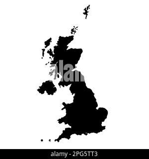 united kingdom black map white background Stock Photo